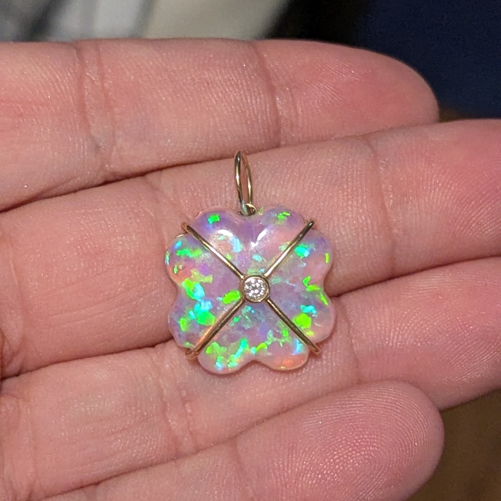 14k Opal And Diamond Pendant Only